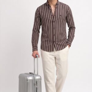 LS005 ||BROWN STRIPES|| Full Sleeve Shirts || 100% Cotton
