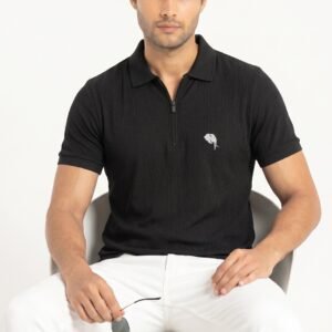 PR49||Black Zipper|| 100% Cotton T-Shirt